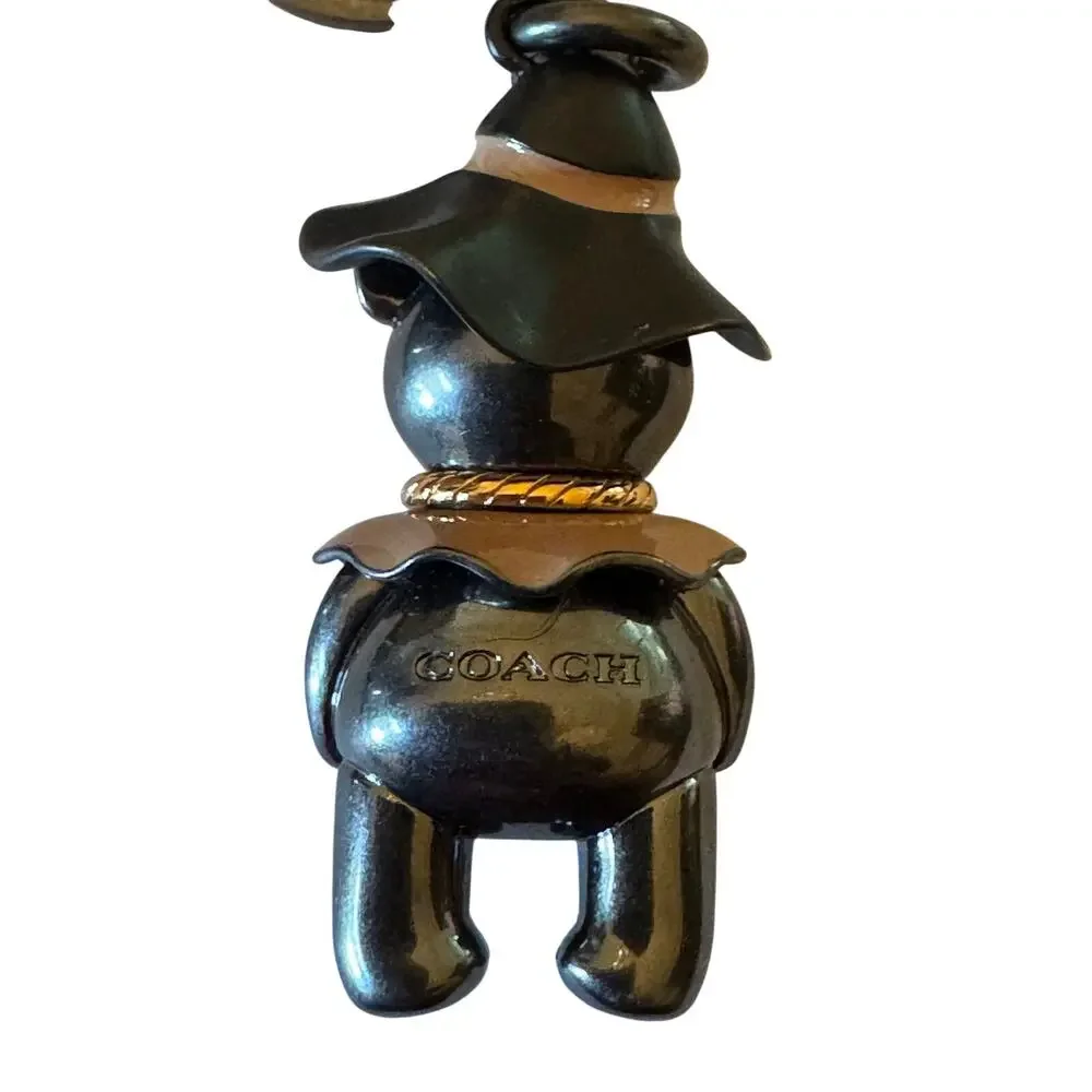 Coach Wizard of Oz scarecrow bear bag charm keychain dark gunmetal